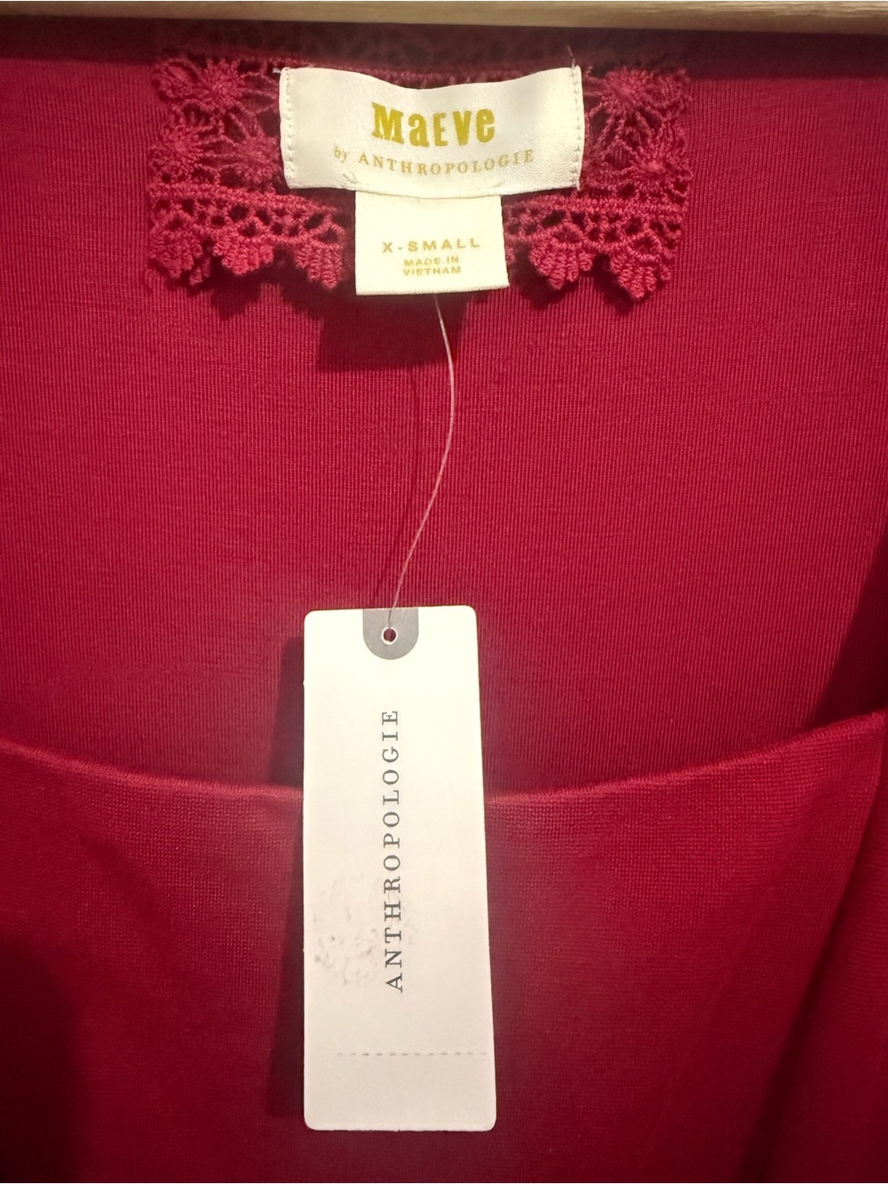 Maeve NWT Anthropologie Red Midi Fit & Flare Dress XS - Picture 4 of 7
